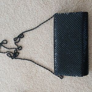 Black Woven Clutch with Chain Strap
